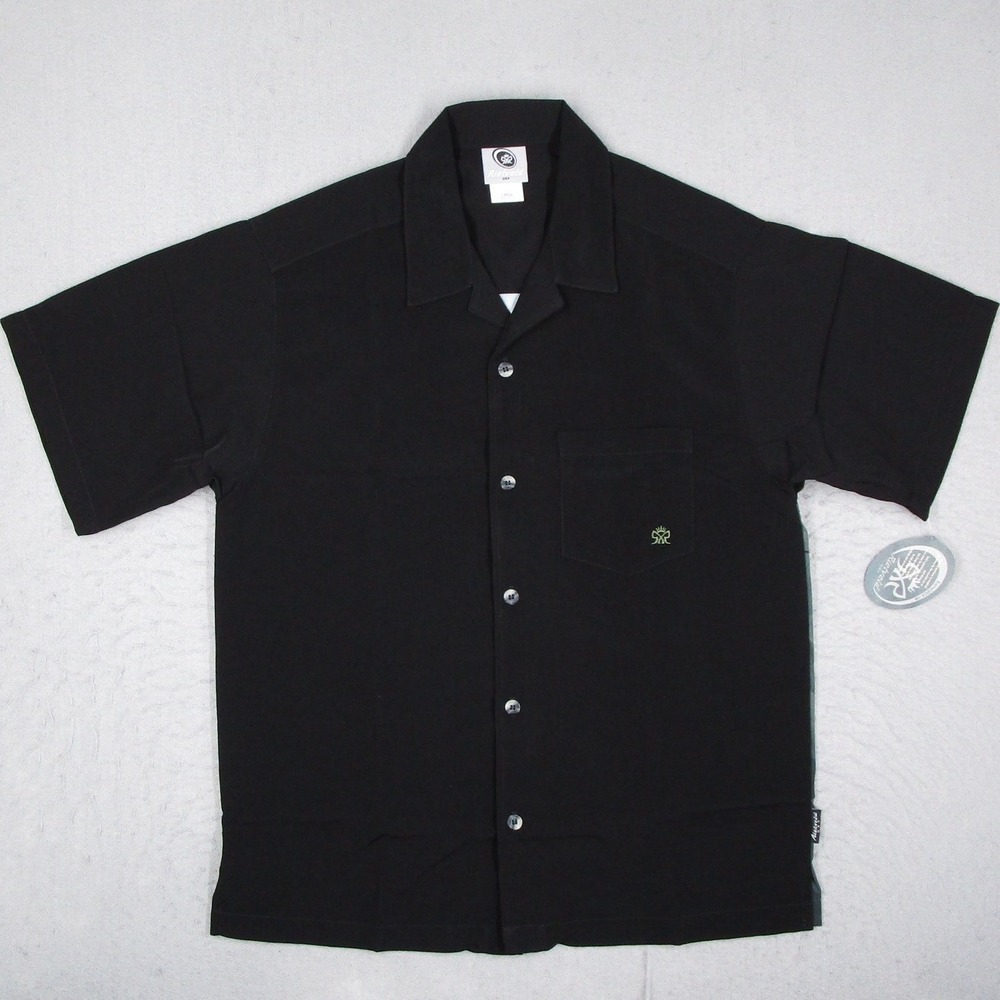Rietveld USA Mens Large Black Surf Graphic Button Up Shirt The Green Room New